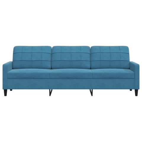 SOFA 3-OSOBOWA NIEBIESKI 210CM OBITA AKSAMITEM