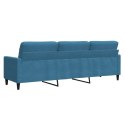 SOFA 3-OSOBOWA NIEBIESKI 210CM OBITA AKSAMITEM
