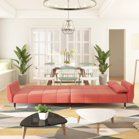 2-OSOBOWA KANAPA Z 2 PODUSZKAMI RÓŻOWA AKSAMITNA