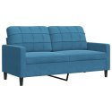 SOFA 2-OSOBOWA NIEBIESKI 140CM TAPICEROWANA AKSAMITEM