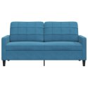 SOFA 2-OSOBOWA NIEBIESKI 140CM TAPICEROWANA AKSAMITEM