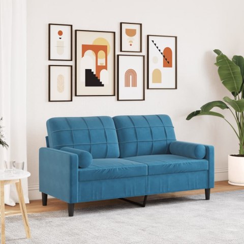2-OSOBOWA SOFA Z PODUSZKAMI NIEBIESKA 140CM AKSAMIT