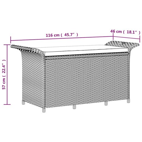 ŁAWKA OGRODOWA Z PODUSZKĄ BRĄZOWA 116X46X57CM POLIRATTAN