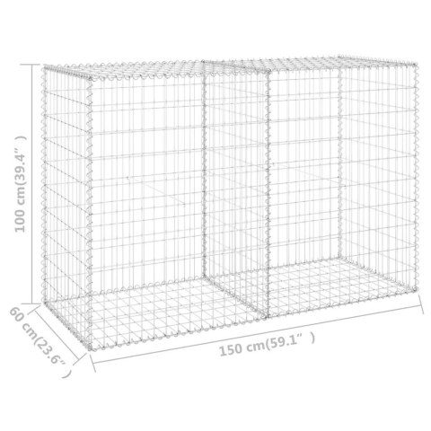 MUR GABIONOWY Z POKRYWAMI STAL GALWANIZOWANA 150X60X100CM