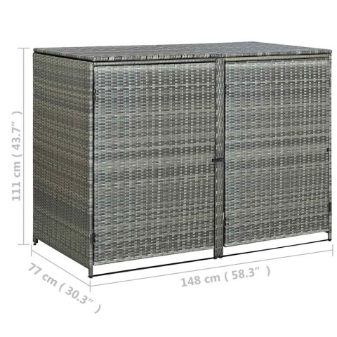 OSŁONA NA 2 KOSZE NA ŚMIECI RATTAN PE ANTRACYT 148X77X111CM