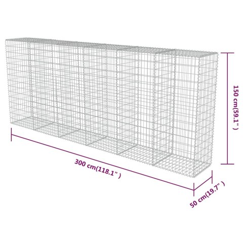 ŚCIANA GABIONOWA GABION Z POKRYWAMI 300X50X150CM