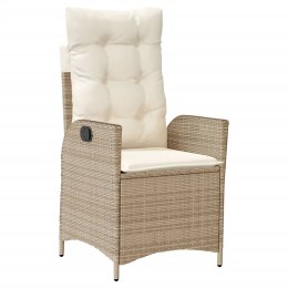 ROZKŁADANY FOTEL OGRODOWY Z PODUSZKAMI BEŻOWY POLIRATTAN