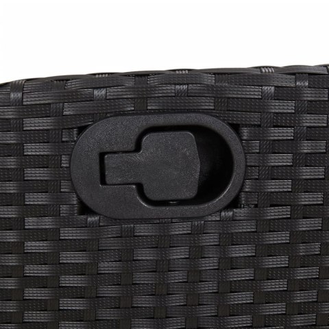 ROZKŁADANY FOTEL OGRODOWY Z PODUSZKAMI CZARNY POLIRATTAN