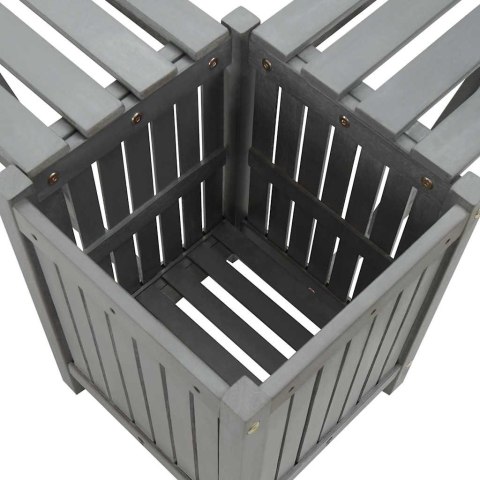 ŁAWKA OGRODOWA NAROŻNA Z DONICĄ 117CM DREWNO AKACJOWE SZARA