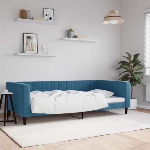 SOFA Z FUNKCJĄ SPANIA NIEBIESKA 100X200CM OBITA AKSAMITEM