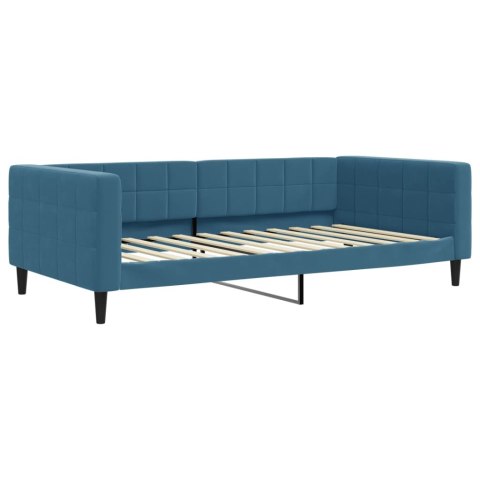SOFA Z FUNKCJĄ SPANIA NIEBIESKA 100X200CM OBITA AKSAMITEM