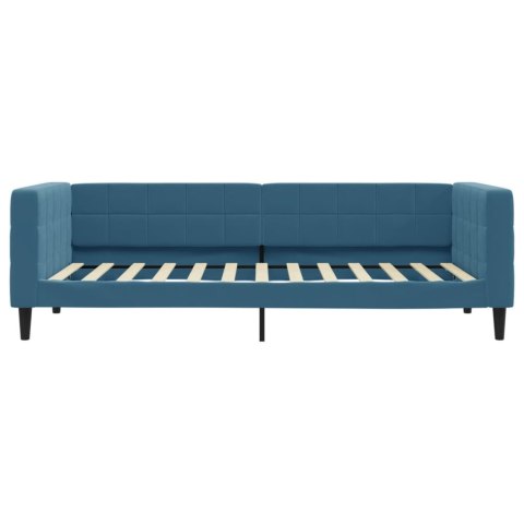 SOFA Z FUNKCJĄ SPANIA NIEBIESKA 100X200CM OBITA AKSAMITEM