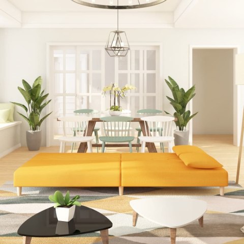 2-OSOBOWA KANAPA 2 PODUSZKI ŻÓŁTA TAPICEROWANA TKANINĄ