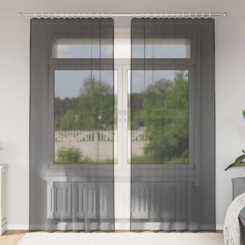 ZASŁONY WOALOWE Z ZAKŁADKĄ NA GÓRZE 2 SZT. CZARNE