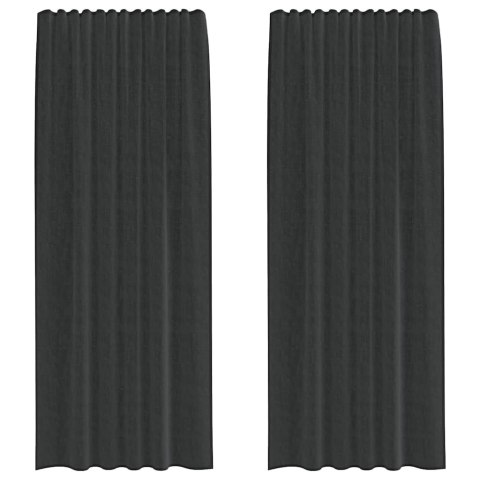 ZASŁONY WOALOWE Z ZAKŁADKĄ NA GÓRZE 2 SZT. CZARNE