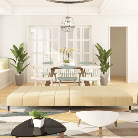 2-OSOBOWA KANAPA KREMOWA TAPICEROWANA AKSAMITEM