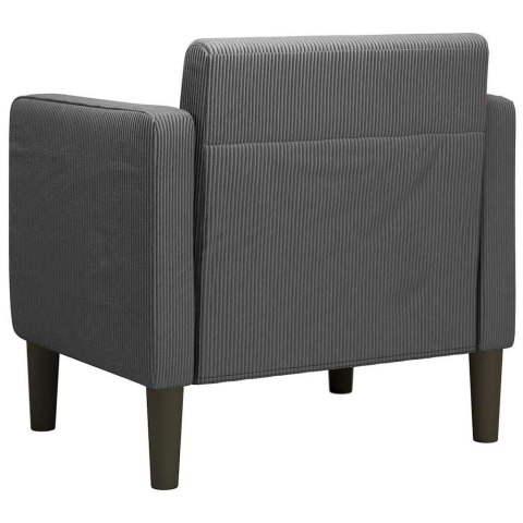 SOFA FOTEL Z PODŁOKIETNIKAMI CIEMNOSZARY 54CM TKANINA CORDUROY