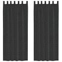 ZASŁONY WOALOWE Z KIESZENIAMI NA DRĄŻEK 2 SZT. CZARNE