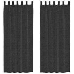 ZASŁONY WOALOWE Z KIESZENIAMI NA DRĄŻEK 2 SZT. CZARNE