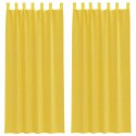 ZASŁONY WOALOWE Z KIESZENIAMI NA DRĄŻEK 2 SZT. ŻÓŁTE