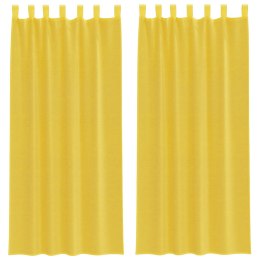 ZASŁONY WOALOWE Z KIESZENIAMI NA DRĄŻEK 2 SZT. ŻÓŁTE