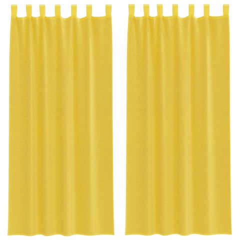 ZASŁONY WOALOWE Z KIESZENIAMI NA DRĄŻEK 2 SZT. ŻÓŁTE