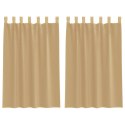 ZASŁONY WOALOWE Z KIESZENIAMI NA DRĄŻKI 2 SZT. PIASKOWE