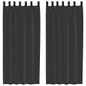 ZASŁONY WOALOWE Z KIESZENIAMI NA DRĄŻEK 2 SZT. CZARNE
