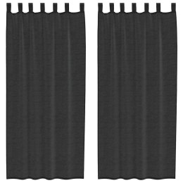 ZASŁONY WOALOWE Z KIESZENIAMI NA DRĄŻEK 2 SZT. CZARNE