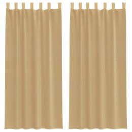 ZASŁONY WOALOWE Z KIESZENIAMI NA DRĄŻKI 2 SZT. PIASKOWE