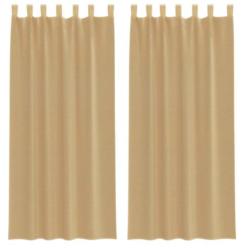 ZASŁONY WOALOWE Z KIESZENIAMI NA DRĄŻKI 2 SZT. PIASKOWE
