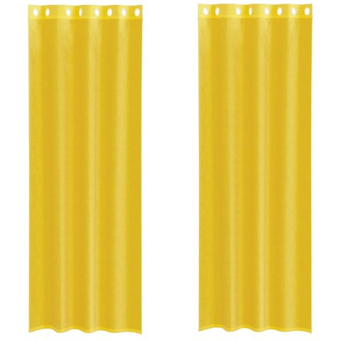 ZASŁONY WOALOWE Z PRZELOTKAMI 2 SZT. ŻÓŁTE