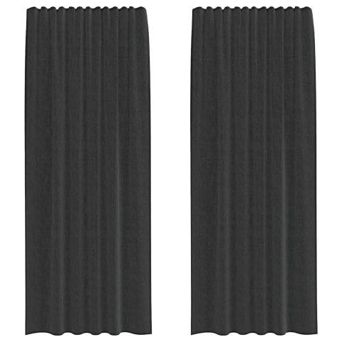 ZASŁONY WOALOWE Z ZAKŁADKĄ NA GÓRZE 2 SZT. CZARNE