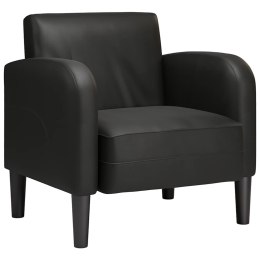 SOFA FOTEL Z PODŁOKIETNIKAMI CZARNY 54CM SKÓRA EKOLOGICZNA