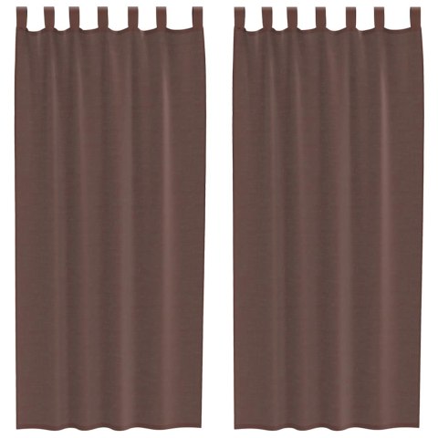 ZASŁONY WOALOWE Z KIESZENIAMI NA DRĄŻEK 2 SZT. BRĄZOWE