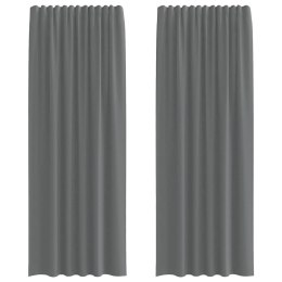 ZASŁONY WOALOWE Z PĘTELKAMI 2 SZT. CIEMNOSZARY 140X260CM