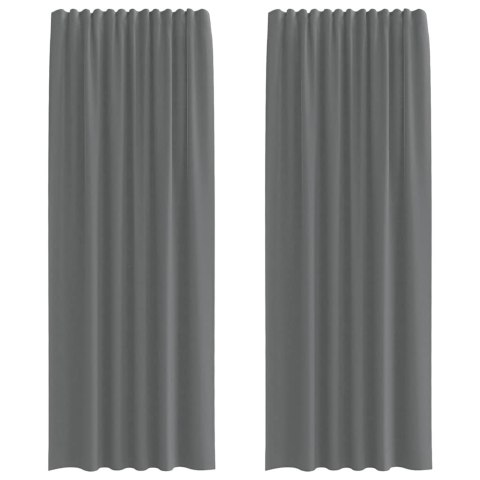 ZASŁONY WOALOWE Z PĘTELKAMI 2 SZT. CIEMNOSZARY 140X260CM