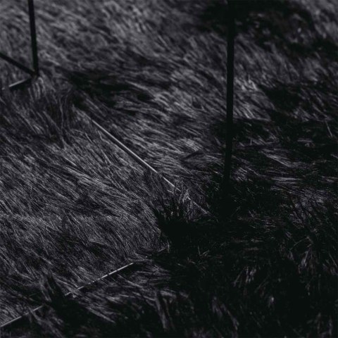 DYWAN SHAGGY Z DŁUGIM WŁOSIEM CZARNY 160X160CM POLIESTER