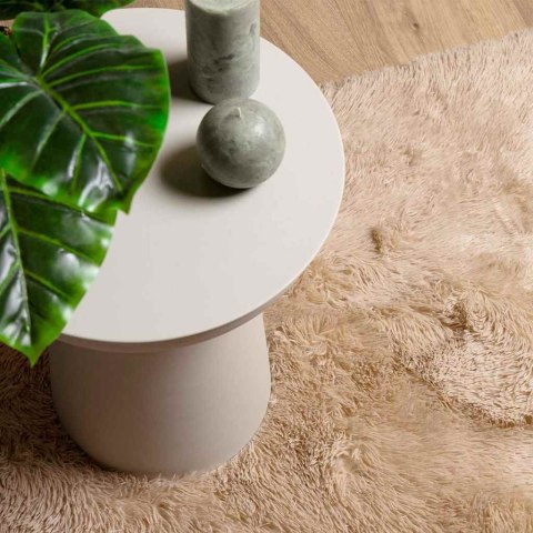 DYWAN SHAGGY Z DŁUGIM WŁOSIEM BEŻOWY 200X200CM POLIESTER