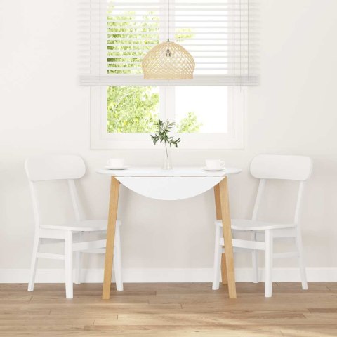 KRZESŁA DO JADALNI 2 SZT. BIAŁE LITE DREWNO GUMOWE