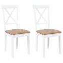 KRZESŁA DO JADALNI Z PODUSZKAMI 2 SZT. BIAŁE LITE DREWNO GUMOWE
