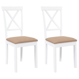 KRZESŁA DO JADALNI Z PODUSZKAMI 2 SZT. BIAŁE LITE DREWNO GUMOWE