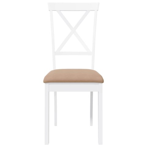 KRZESŁA DO JADALNI Z PODUSZKAMI 2 SZT. BIAŁE LITE DREWNO GUMOWE