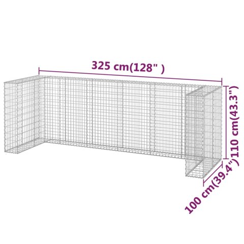 GABIONOWA OSŁONA DO KOSZY NA ŚMIECI STAL 325X100X110CM