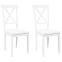 KRZESŁA DO JADALNI 2 SZT. BIAŁE LITE DREWNO GUMOWE