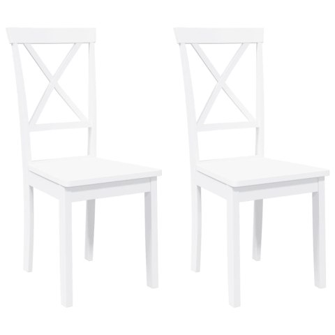 KRZESŁA DO JADALNI 2 SZT. BIAŁE LITE DREWNO GUMOWE