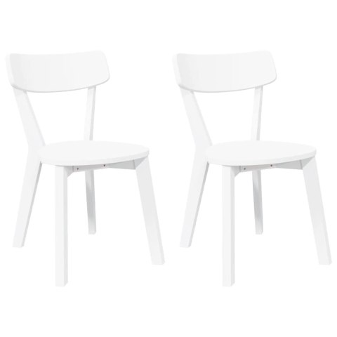 KRZESŁA DO JADALNI 2 SZT. BIAŁE LITE DREWNO GUMOWE