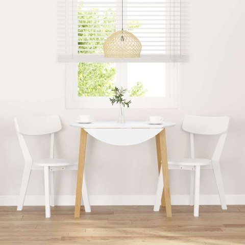 KRZESŁA DO JADALNI 2 SZT. BIAŁE LITE DREWNO GUMOWE