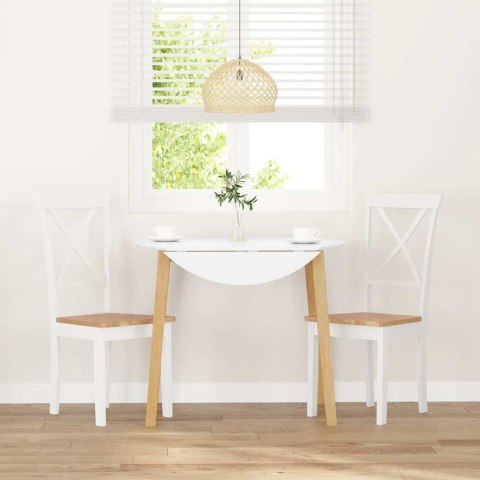 KRZESŁA DO JADALNI 2 SZT. BIAŁE LITE DREWNO GUMOWE