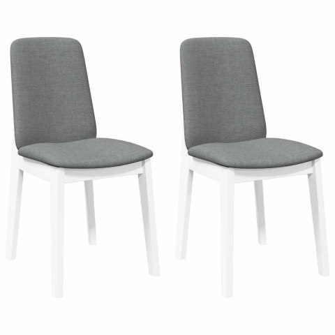 KRZESŁA DO JADALNI Z PODUSZKAMI 2 SZT. BIAŁE LITE DREWNO GUMOWE